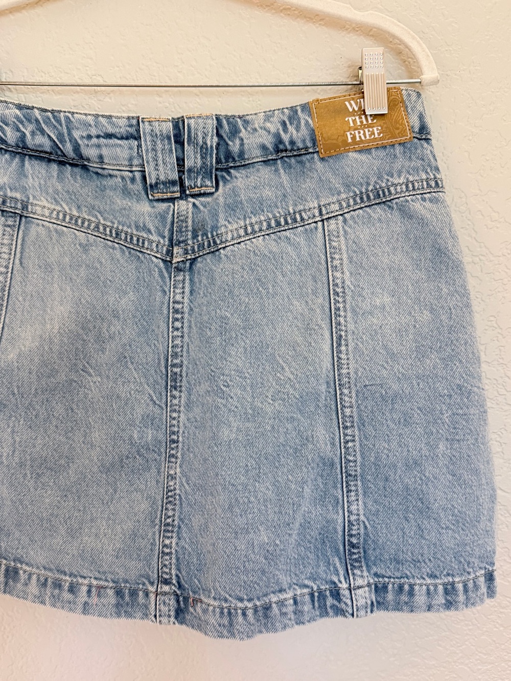 We The Free Free People Button Front Denim Mini Skort Size 29 Light Wash - Picture 5 of 9